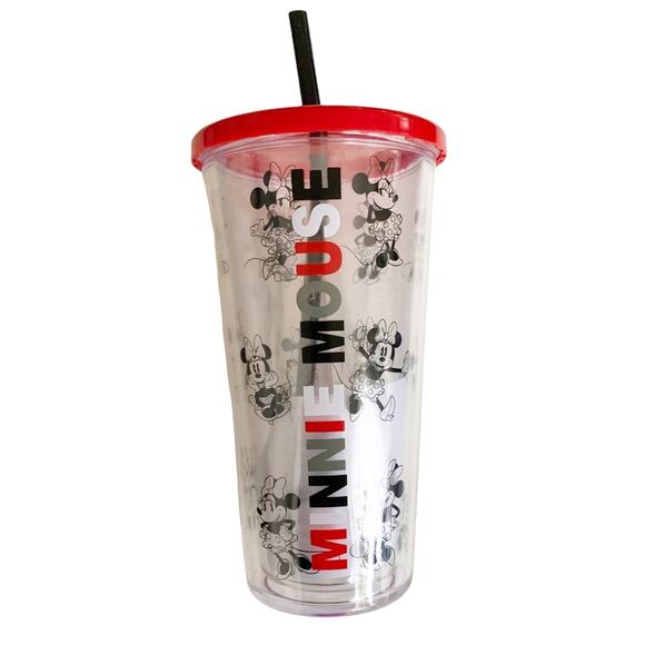 Disney Other - Disney 22 oz Minnie Mouse Clear Double Wall Travel Tumbler With Straw NWT